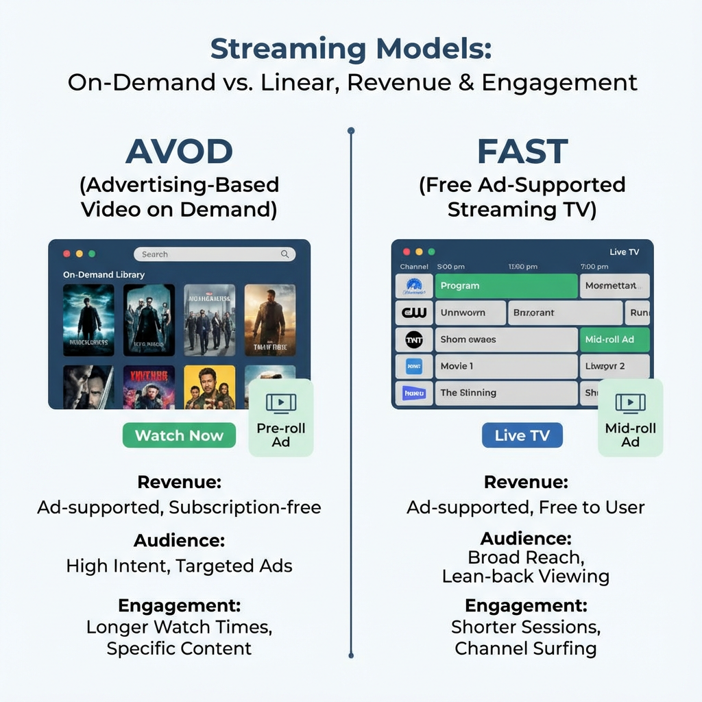 AVOD vs FAST: Understanding the Key Differences for Publishers and Ad Revenue Optimization