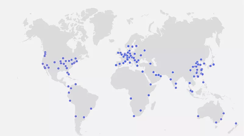 World map with Veedmo data centers